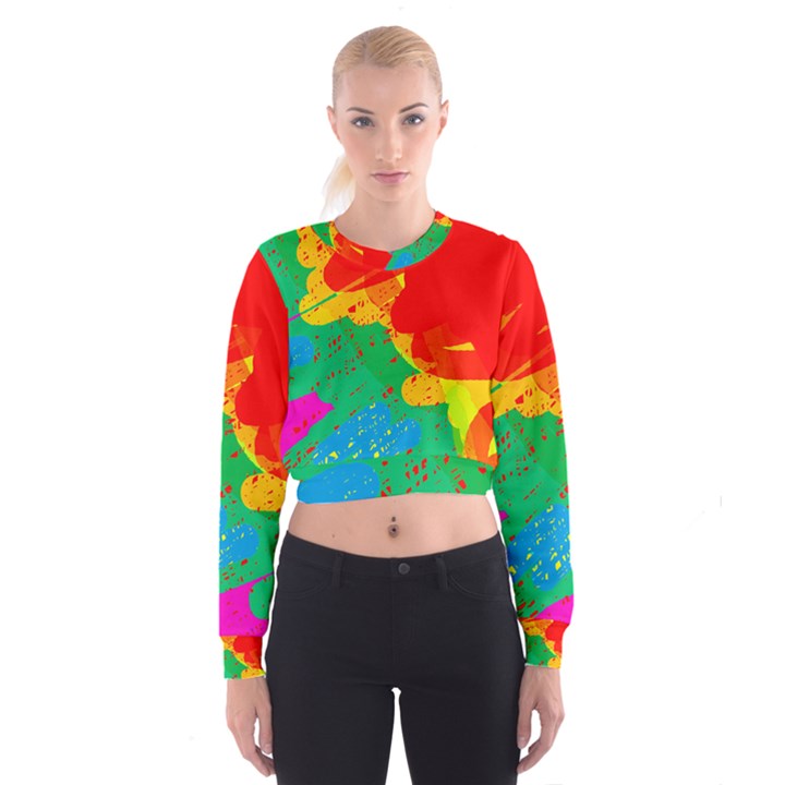 Colorful abstract design Women s Cropped Sweatshirt