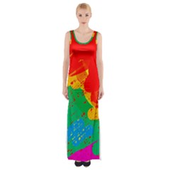 Colorful Abstract Design Maxi Thigh Split Dress