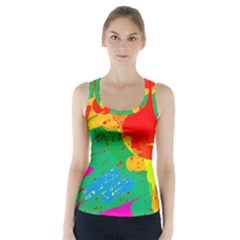 Colorful Abstract Design Racer Back Sports Top