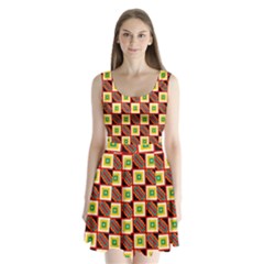 Squares And Rectangles Pattern       Split Back Mini Dress