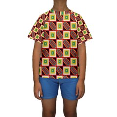 Squares And Rectangles Pattern                                                                                           Kid s Short Sleeve Swimwear