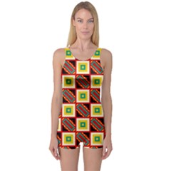 Squares And Rectangles Pattern                                                                                          Women s Boyleg One Piece Swimsuit