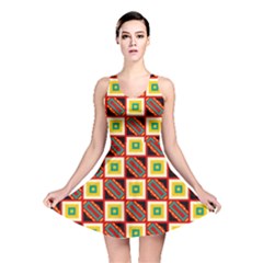 Squares And Rectangles Pattern                                                                                          Reversible Skater Dress