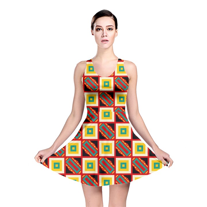 Squares and rectangles pattern                                                                                          Reversible Skater Dress