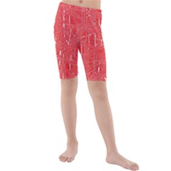 Red Pattern Kid s Mid Length Swim Shorts