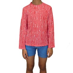 Red Pattern Kid s Long Sleeve Swimwear