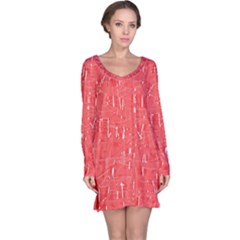 Red Pattern Long Sleeve Nightdress by Valentinaart