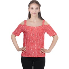 Red Pattern Women s Cutout Shoulder Tee