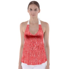 Red Pattern Babydoll Tankini Top