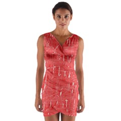 Red Pattern Wrap Front Bodycon Dress