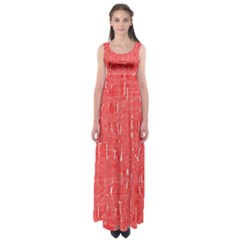 Red Pattern Empire Waist Maxi Dress