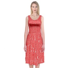 Red Pattern Midi Sleeveless Dress