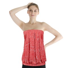 Red Pattern Strapless Top