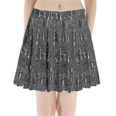 Gray Pattern Pleated Mini Mesh Skirt