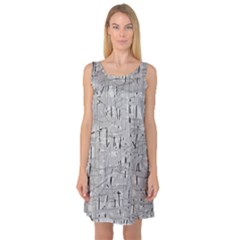 Gray Pattern Sleeveless Satin Nightdress