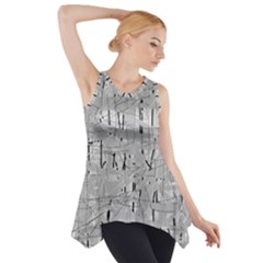 Gray Pattern Side Drop Tank Tunic