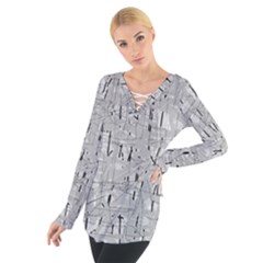 Gray Pattern Women s Tie Up Tee