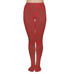 Red Pattern Women s Tights