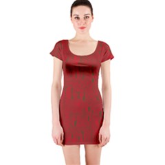 Red Pattern Short Sleeve Bodycon Dress