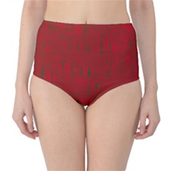 Red Pattern High-waist Bikini Bottoms