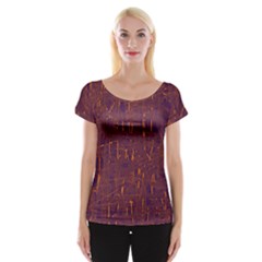 Purple Pattern Women s Cap Sleeve Top