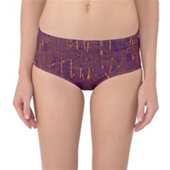 Purple Pattern Mid-waist Bikini Bottoms