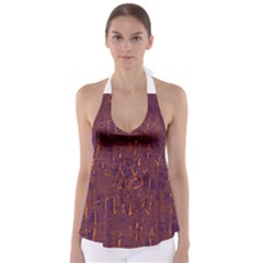 Purple Pattern Babydoll Tankini Top