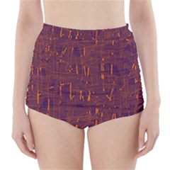 Purple Pattern High-waisted Bikini Bottoms