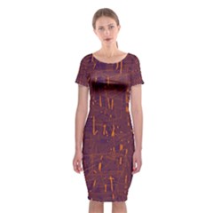 Purple Pattern Classic Short Sleeve Midi Dress