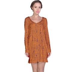 Orange Pattern Long Sleeve Nightdress