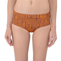 Orange Pattern Mid-waist Bikini Bottoms by Valentinaart