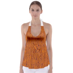 Orange Pattern Babydoll Tankini Top