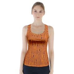 Orange Pattern Racer Back Sports Top