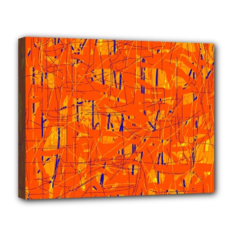 Orange Pattern Canvas 14  X 11 