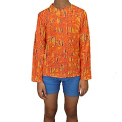 Orange Pattern Kid s Long Sleeve Swimwear