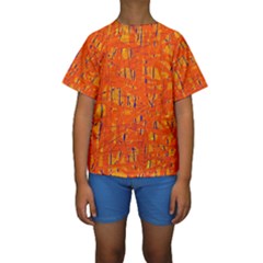 Orange Pattern Kid s Short Sleeve Swimwear