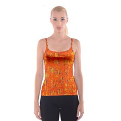 Orange Pattern Spaghetti Strap Top by Valentinaart