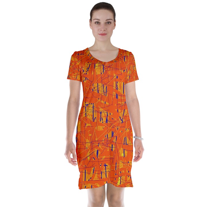 Orange pattern Short Sleeve Nightdress