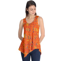 Orange Pattern Sleeveless Tunic