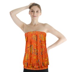 Orange Pattern Strapless Top