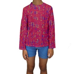 Red And Blue Pattern Kid s Long Sleeve Swimwear