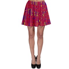 Red And Blue Pattern Skater Skirt