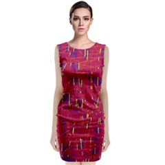 Red And Blue Pattern Classic Sleeveless Midi Dress