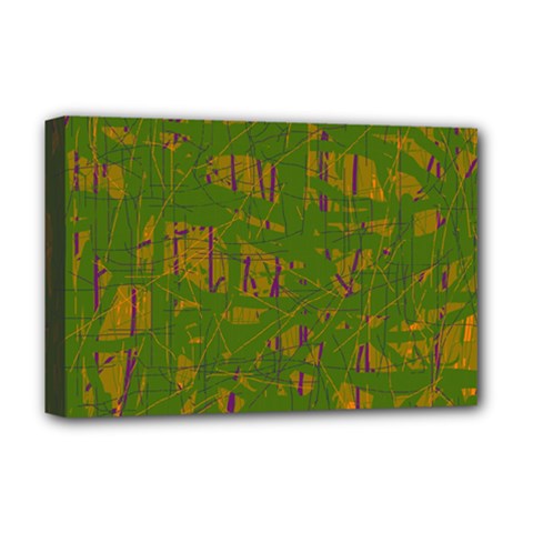 Green Pattern Deluxe Canvas 18  X 12   by Valentinaart