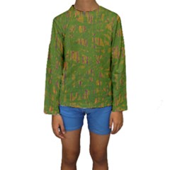 Green Pattern Kid s Long Sleeve Swimwear