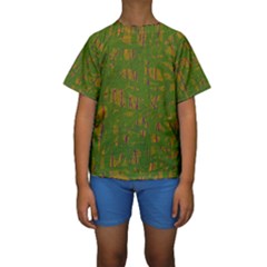 Green Pattern Kid s Short Sleeve Swimwear