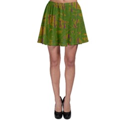 Green Pattern Skater Skirt