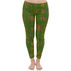 Green Pattern Winter Leggings 