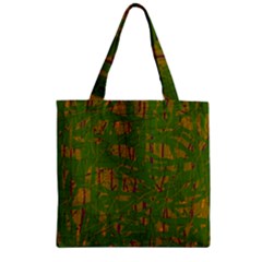 Green Pattern Zipper Grocery Tote Bag by Valentinaart