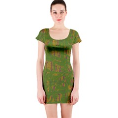 Green Pattern Short Sleeve Bodycon Dress by Valentinaart